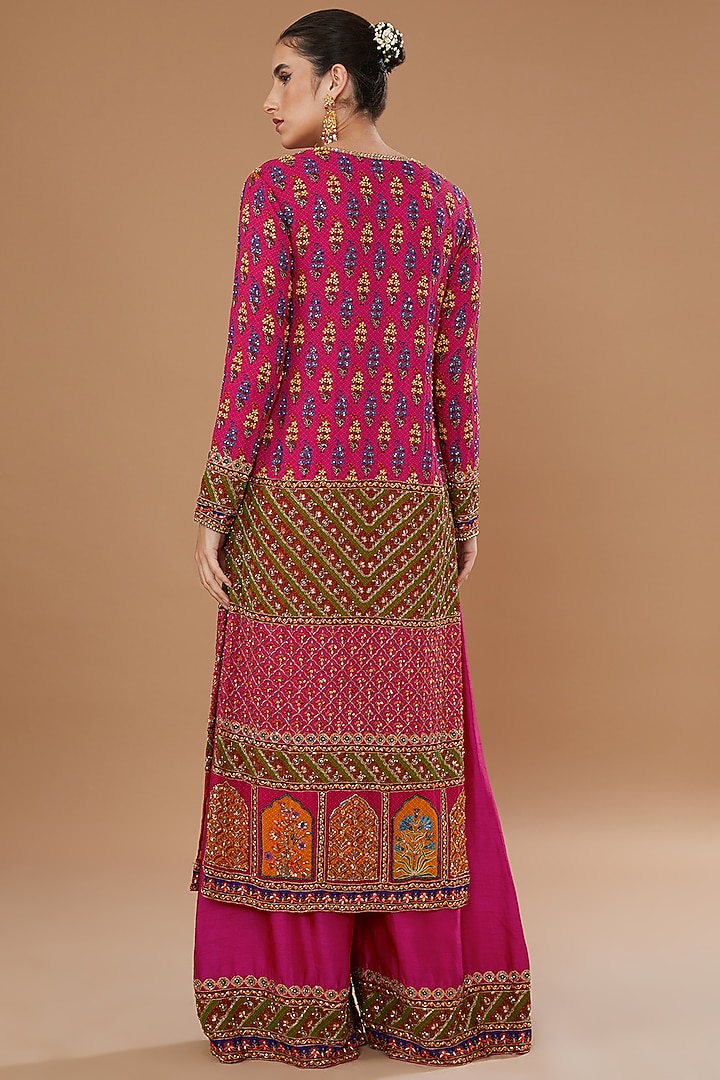 Multi-Colored Georgette Embroidered Bridal Sharara Set by Irrau by Samir Mantri at Pernia's Pop Up Shop