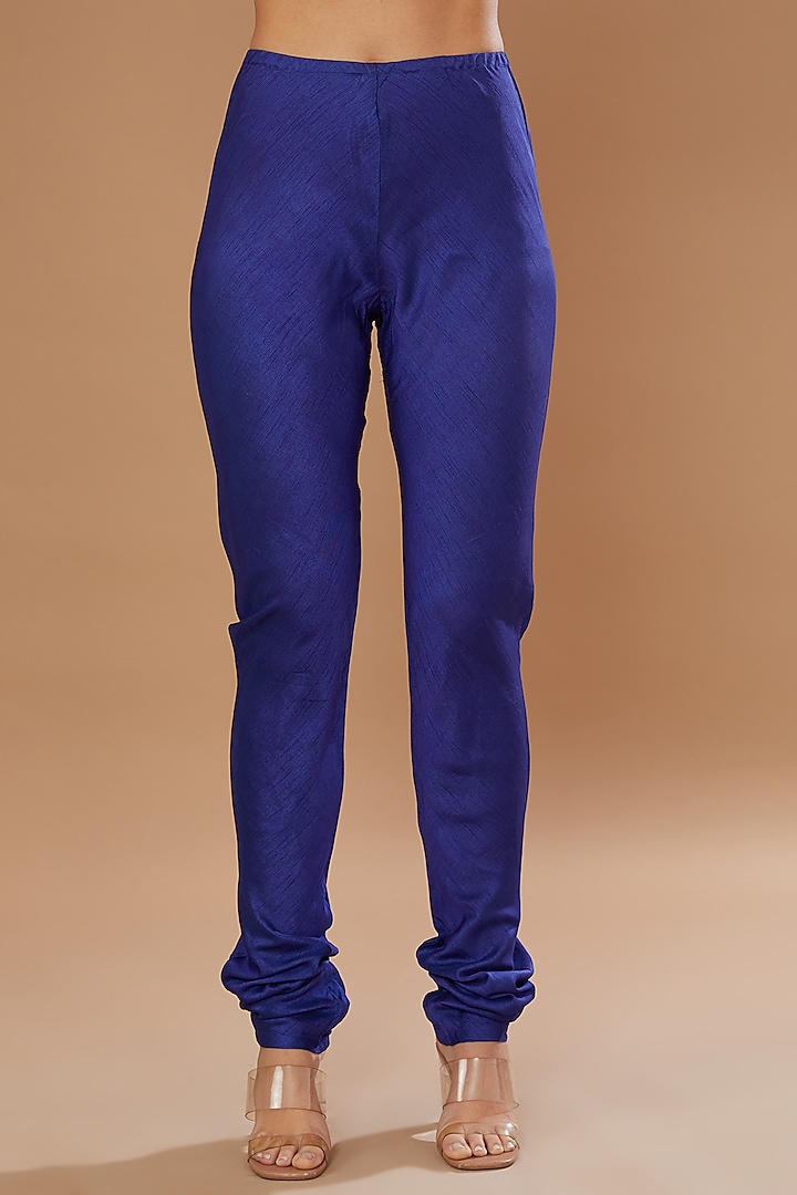 Blue Dupion Printed & Embroidered Tunic Set by Irrau by Samir Mantri at Pernia's Pop Up Shop