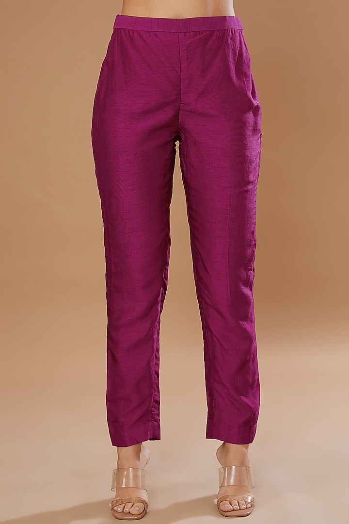 Plum Dupion Printed Tunic Set by Irrau by Samir Mantri at Pernia's Pop Up Shop