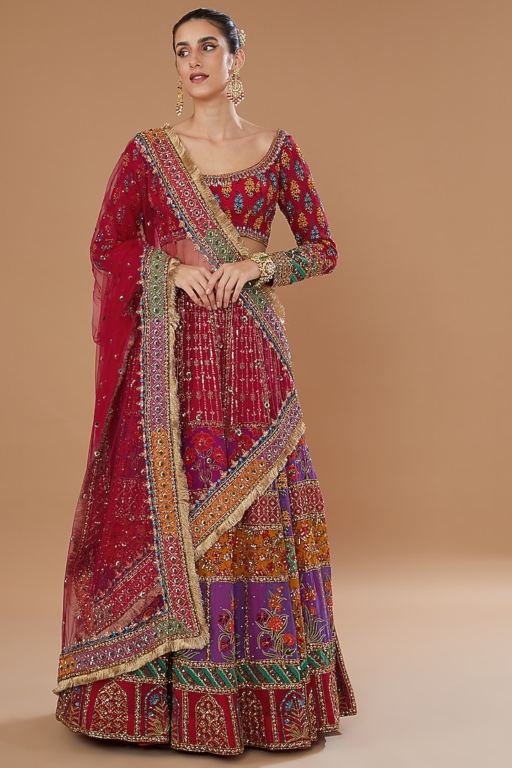 Multi-Colored Georgette Embellished Bridal Lehenga Set by Irrau by Samir Mantri at Pernia's Pop Up Shop