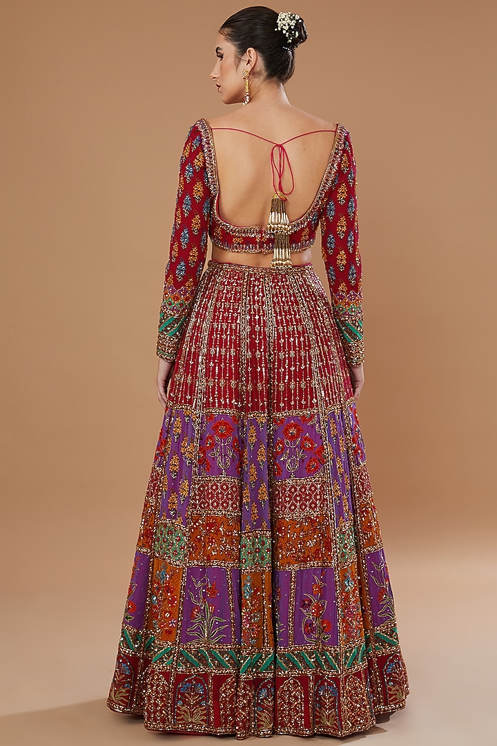 Multi-Colored Georgette Embellished Bridal Lehenga Set by Irrau by Samir Mantri at Pernia's Pop Up Shop