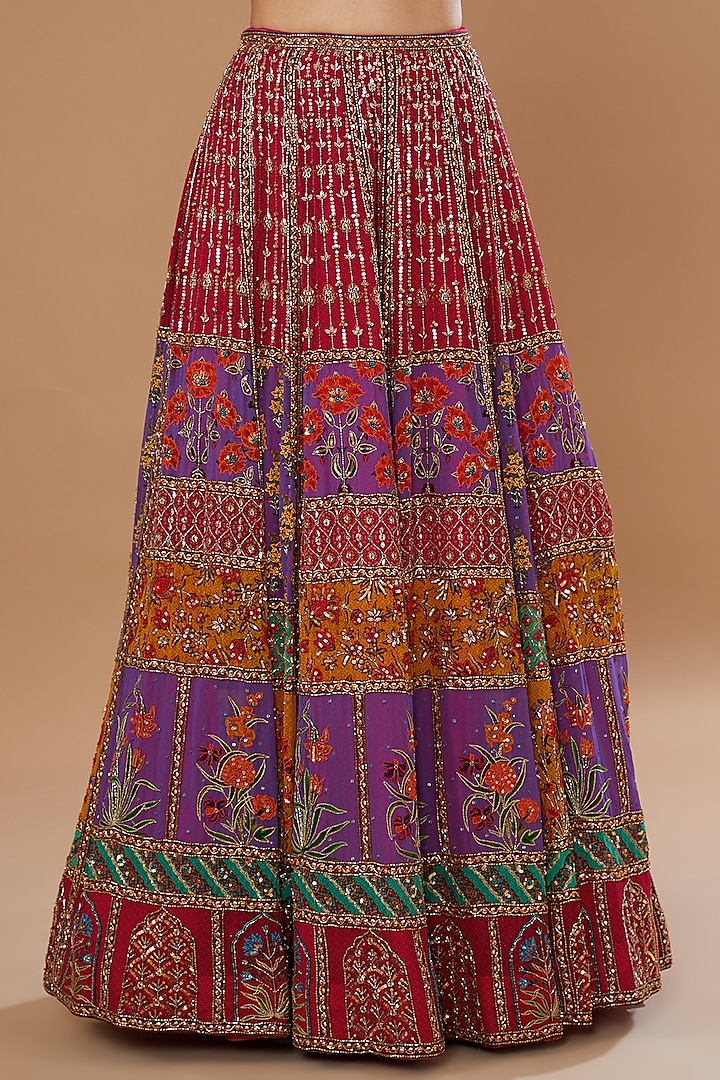 Multi-Colored Georgette Embellished Bridal Lehenga Set by Irrau by Samir Mantri at Pernia's Pop Up Shop