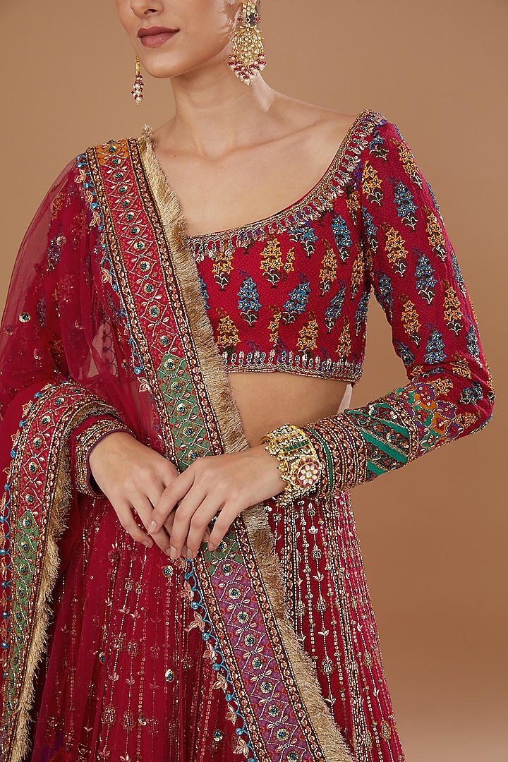 Multi-Colored Georgette Embellished Bridal Lehenga Set by Irrau by Samir Mantri at Pernia's Pop Up Shop