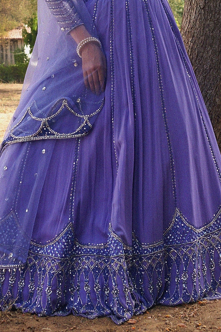 Lavender Embroidered Wedding Lehenga Set by Irrau by Samir Mantri at Pernia's Pop Up Shop