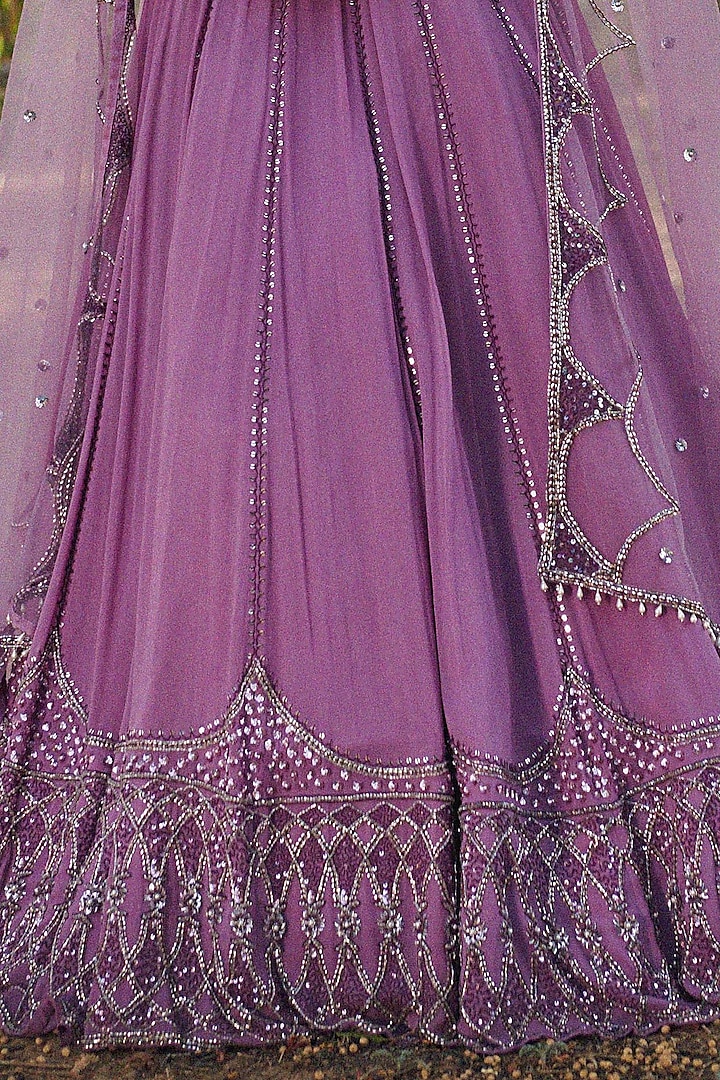 Onion Pink Embroidered Wedding Lehenga Set by Irrau by Samir Mantri at Pernia's Pop Up Shop