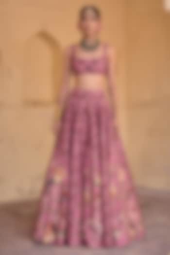 Dusty Rose Dupion Hand Embroidered Wedding Lehenga Set by Irrau by Samir Mantri at Pernia's Pop Up Shop