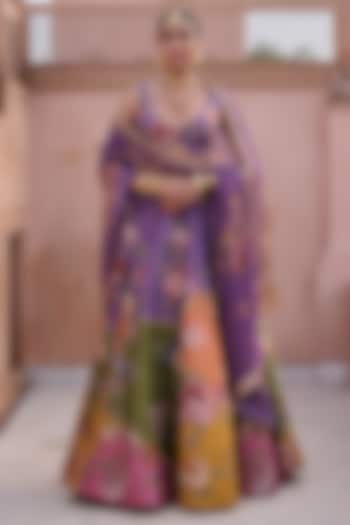 Multi-Colored Dupion Hand Embroidered Wedding Lehenga Set by Irrau by Samir Mantri at Pernia's Pop Up Shop