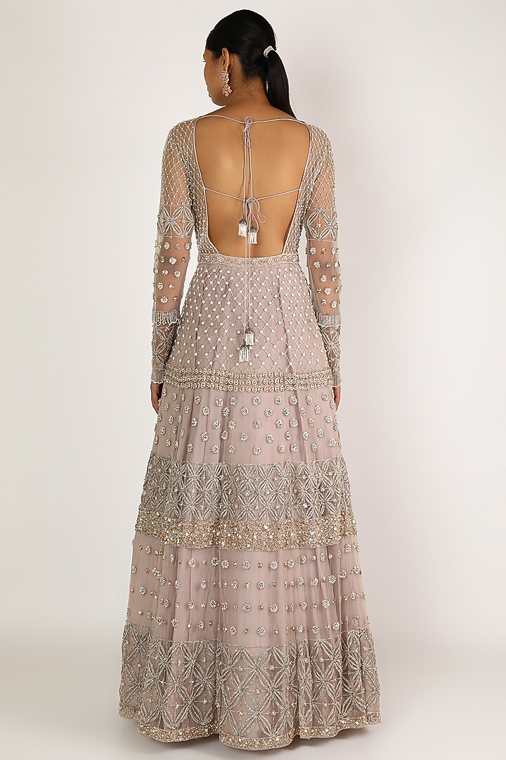 Light Taupe Embroidered Wedding Gown by Irrau by Samir Mantri at Pernia's Pop Up Shop