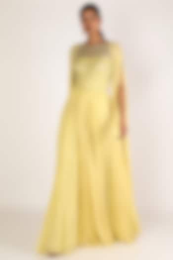 Pastel Yellow Sequins Embroidered Dress by Irrau by Samir Mantri