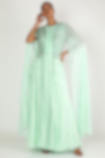 Mint Green Embroidered Dress by Irrau by Samir Mantri at Pernia's Pop Up Shop
