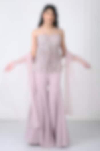 Dusty Pink Georgette & Net Wedding Sharara Set by Isha Regalia at Pernia's Pop Up Shop