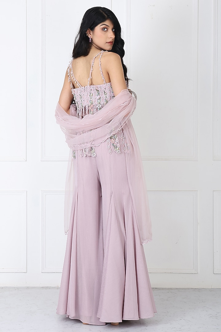 Dusty Pink Georgette & Net Wedding Sharara Set by Isha Regalia at Pernia's Pop Up Shop