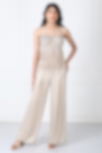 Golden Sandwash & Net Pant Set by Isha Regalia at Pernia's Pop Up Shop