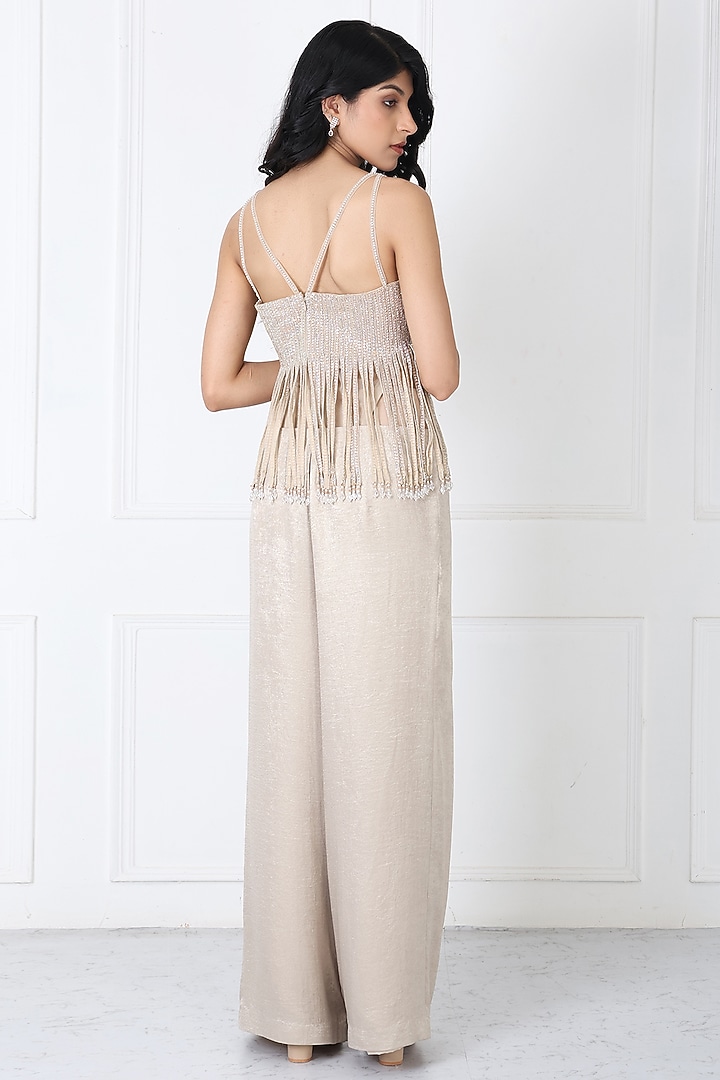 Golden Sandwash & Net Pant Set by Isha Regalia at Pernia's Pop Up Shop