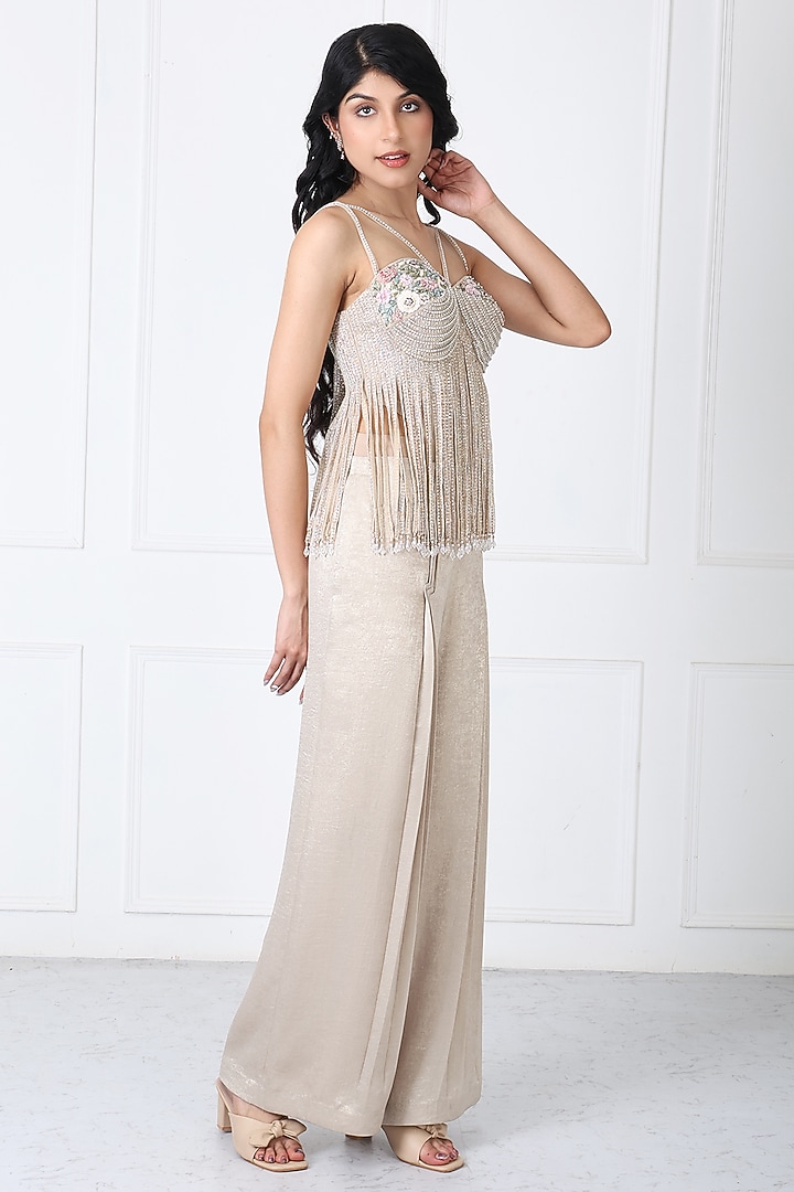 Golden Sandwash & Net Pant Set by Isha Regalia at Pernia's Pop Up Shop