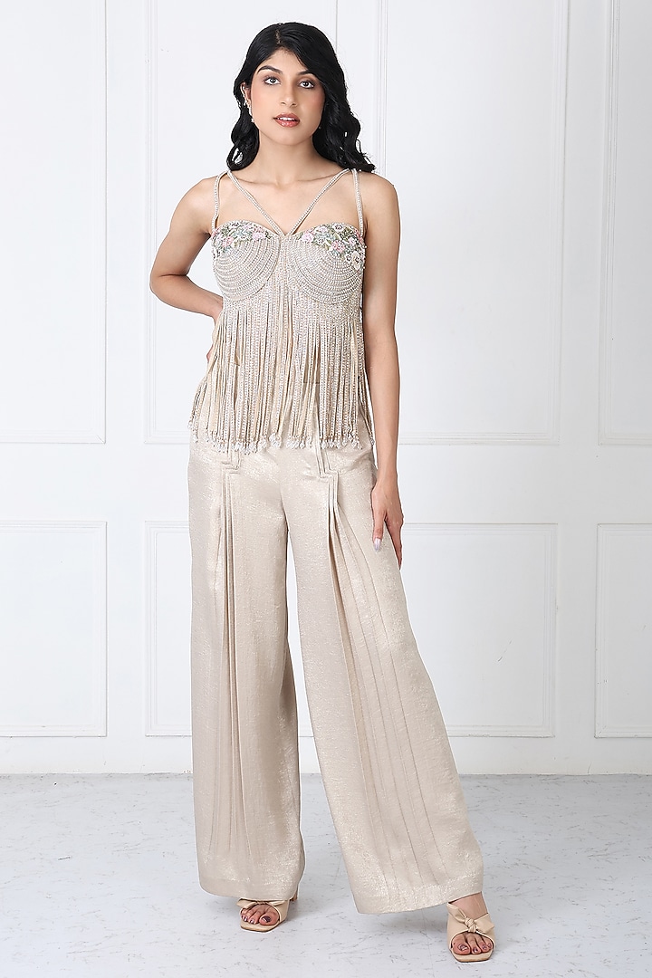 Golden Sandwash & Net Pant Set by Isha Regalia at Pernia's Pop Up Shop