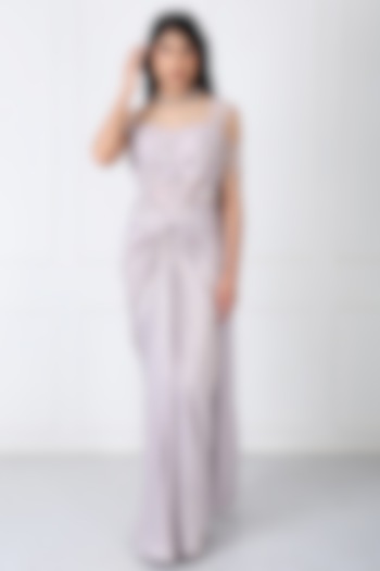 Lilac Sandwash & Net Draped Wedding Saree Set by Isha Regalia at Pernia's Pop Up Shop