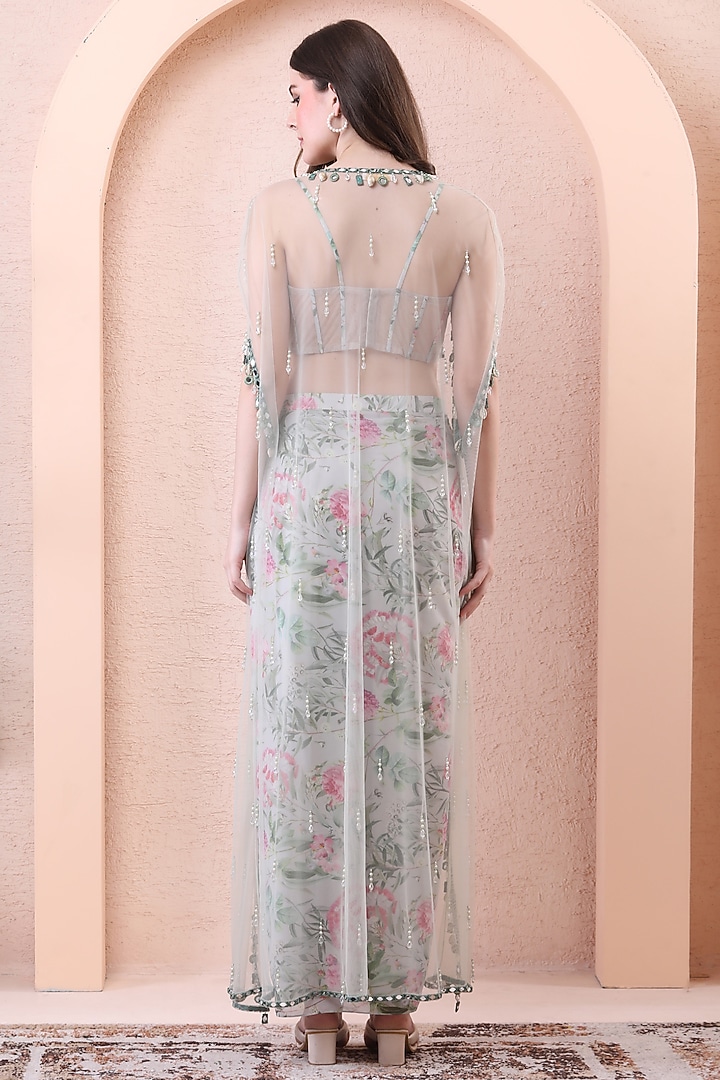 Pistachio Green Georgette Printed Skirt Set by Isha Regalia at Pernia's Pop Up Shop