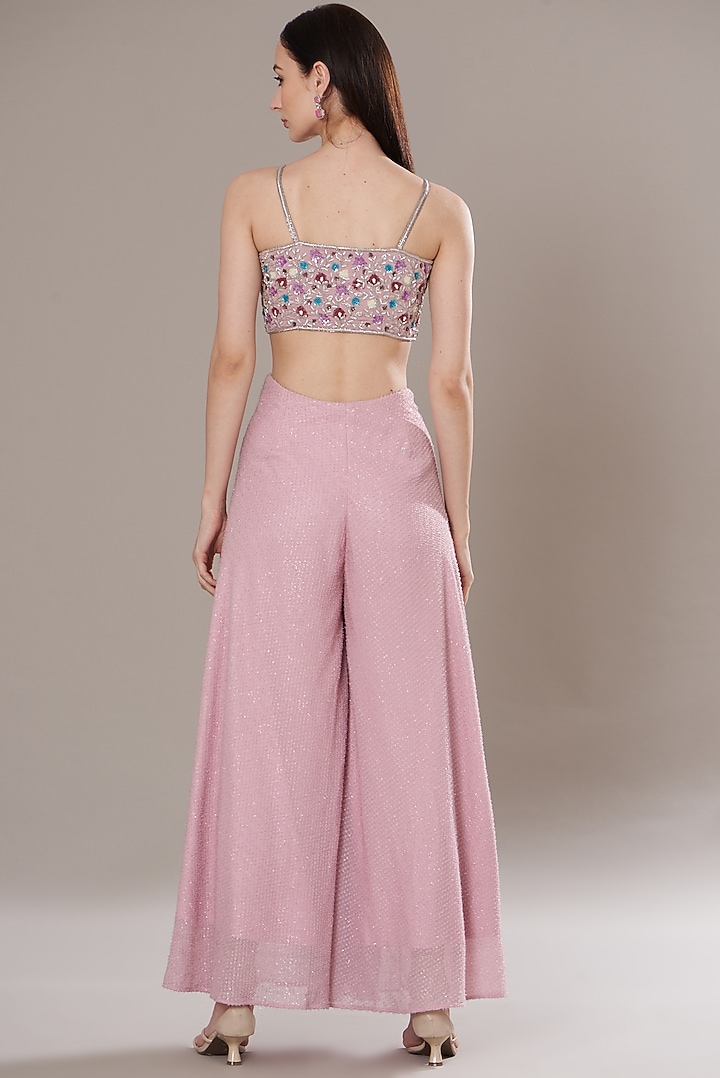 Light Pink Textured Georgette Gharara Set by Isha Singhal at Pernia's Pop Up Shop