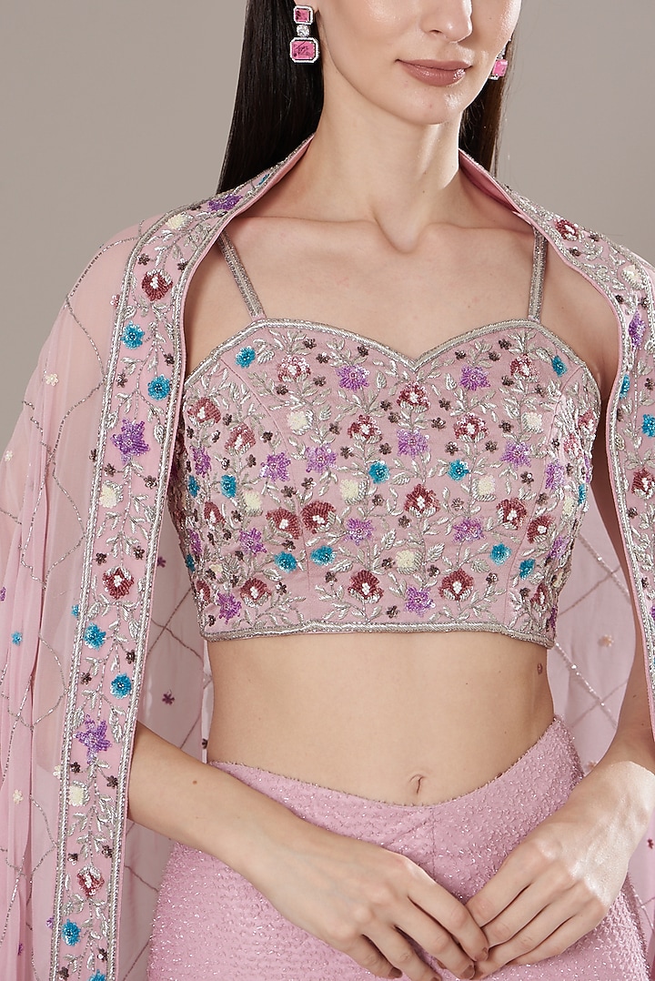 Light Pink Textured Georgette Gharara Set by Isha Singhal at Pernia's Pop Up Shop