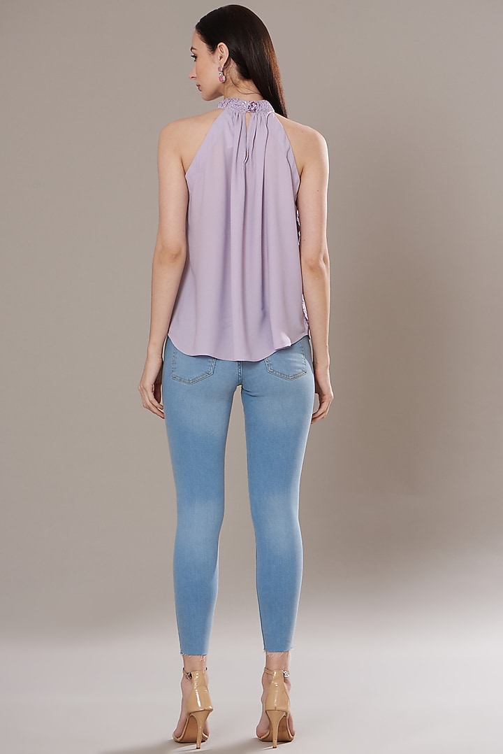 Purple Georgette Embellished Top by Isha Singhal at Pernia's Pop Up Shop