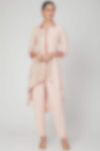 Blush Pink Embroidered Tunic With Pants by Isha Singhal