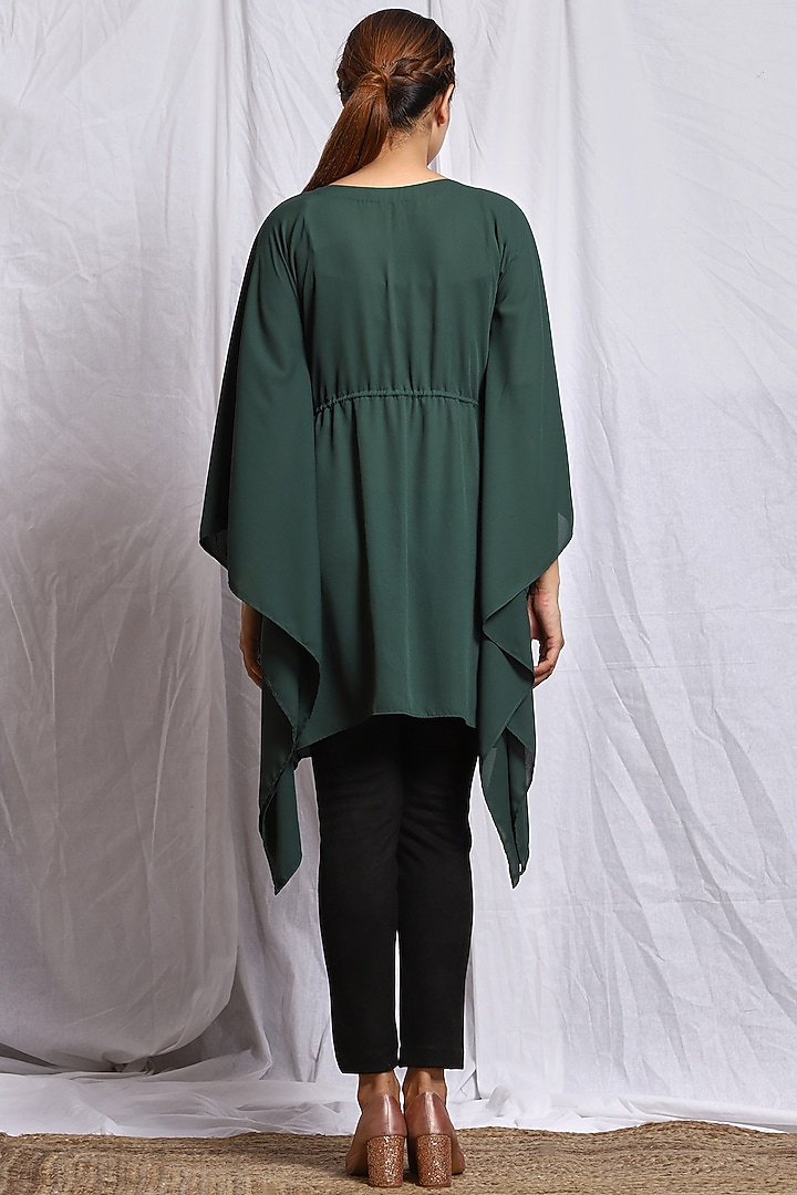 Forest Green Hand Embroidered Kaftan Tunic by Isha Singhal at Pernia's Pop Up Shop