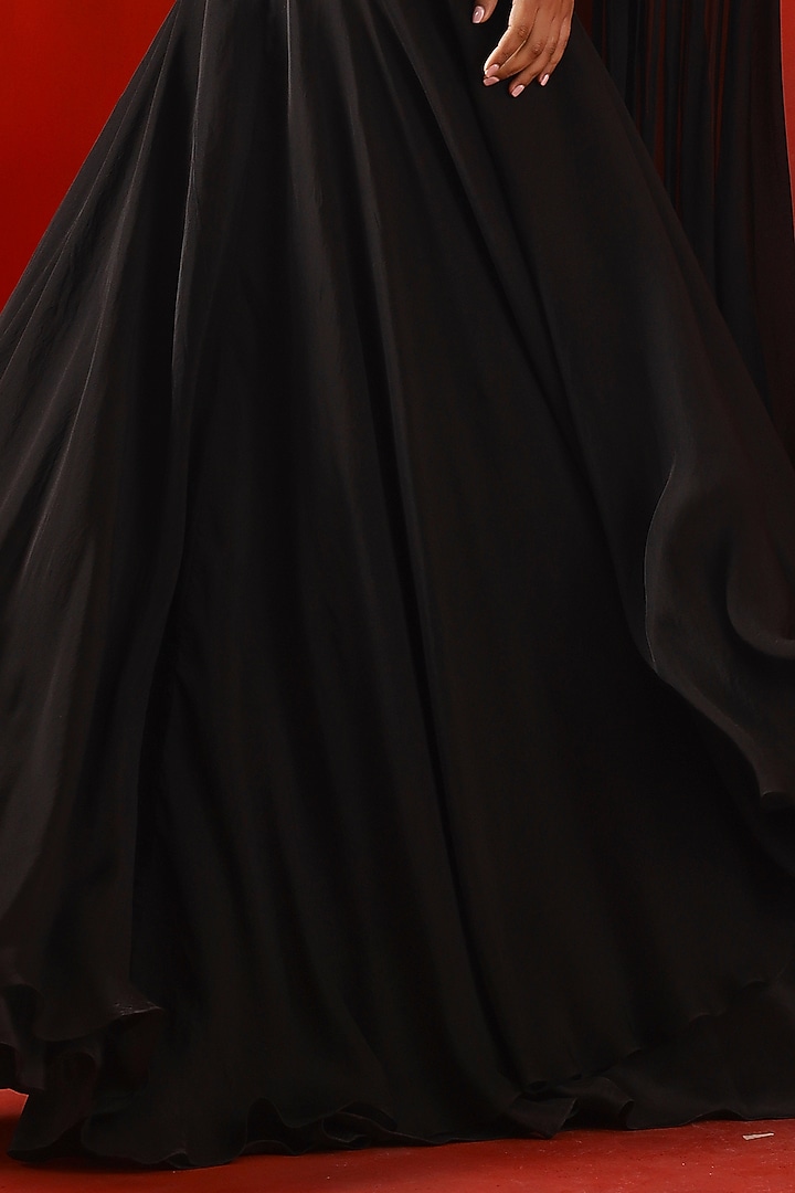 Black Organza & Silk Layered Wedding Lehenga Set by Isha Gupta Tayal at Pernia's Pop Up Shop