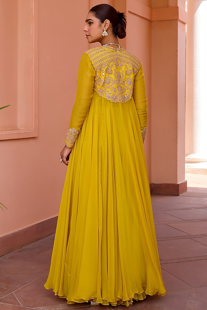 Yellow Organza Wedding Sharara Set by Isha Gupta Tayal at Pernia's Pop Up Shop