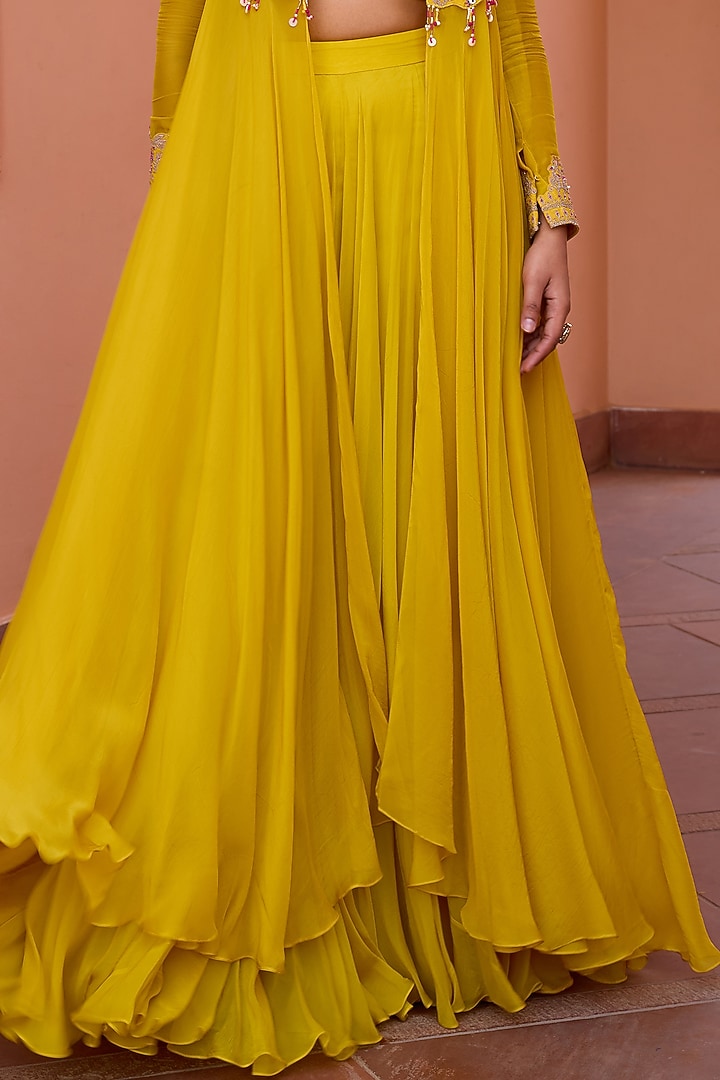Yellow Organza Wedding Sharara Set by Isha Gupta Tayal at Pernia's Pop Up Shop