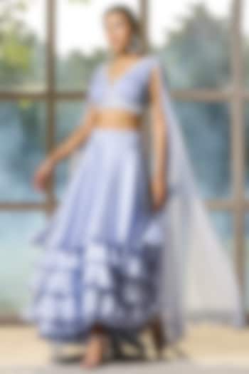Periwinkle Chiffon Layered
Skirt Set by Isha Gupta Tayal at Pernia's Pop Up Shop