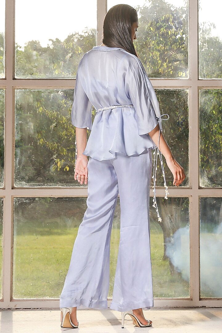 Periwinkle Organza Silk Co-Ord Set by Isha Gupta Tayal at Pernia's Pop Up Shop