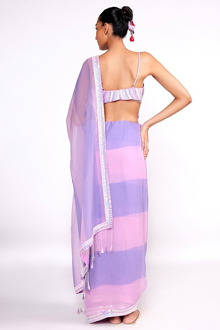 Lilac Organza Wedding Saree Set by Isha Gupta Tayal at Pernia's Pop Up Shop