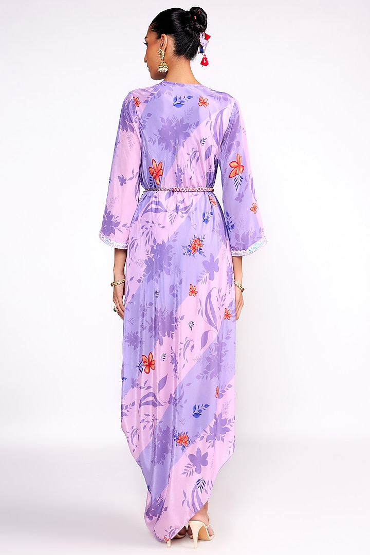 Lilac Crepe Embroidered Kaftan Vacation Dress by Isha Gupta Tayal at Pernia's Pop Up Shop