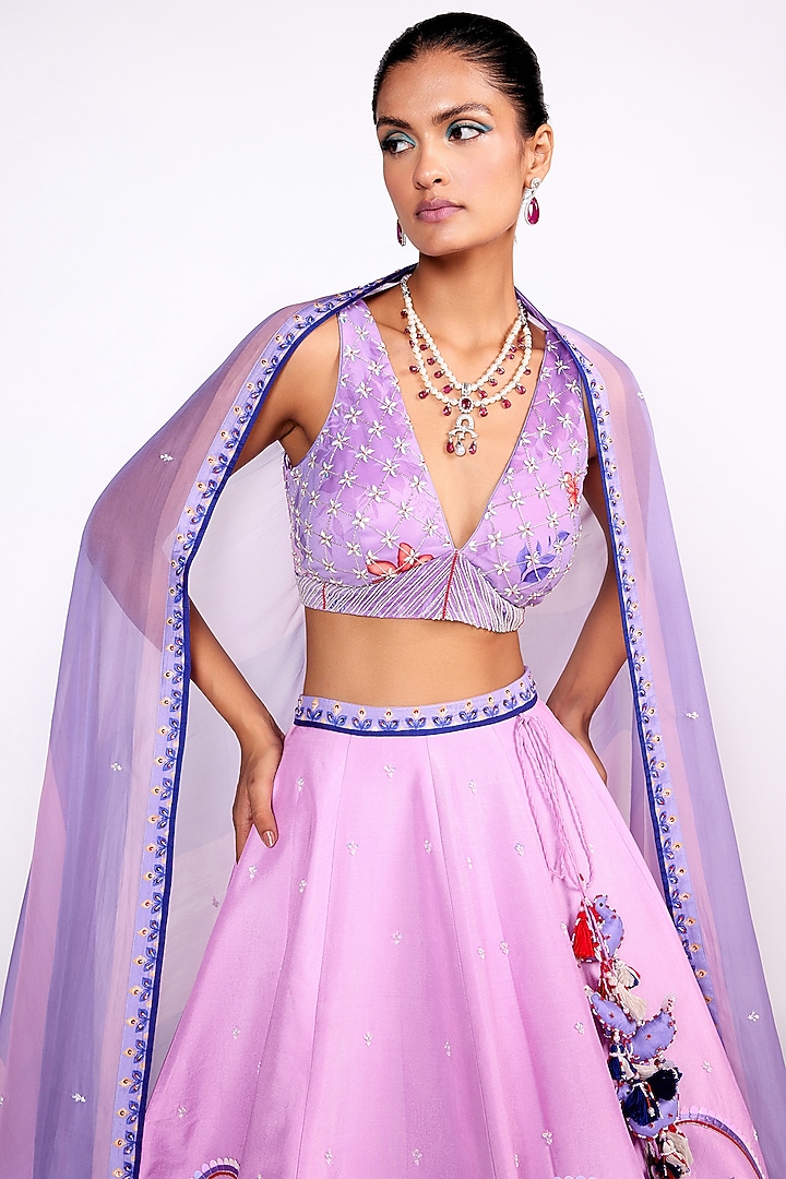 Lilac Silk Wedding Lehenga Set by Isha Gupta Tayal at Pernia's Pop Up Shop