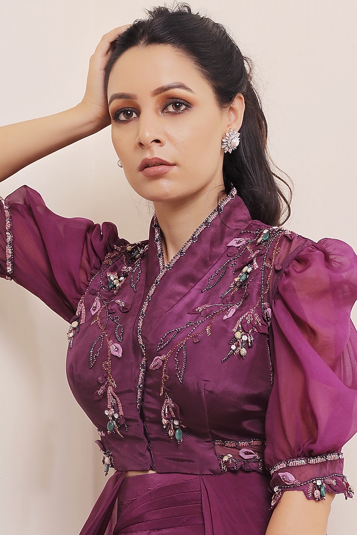 Amethyst Purple Silk & Organza Wedding Sharara Set by Isha Gupta Tayal at Pernia's Pop Up Shop