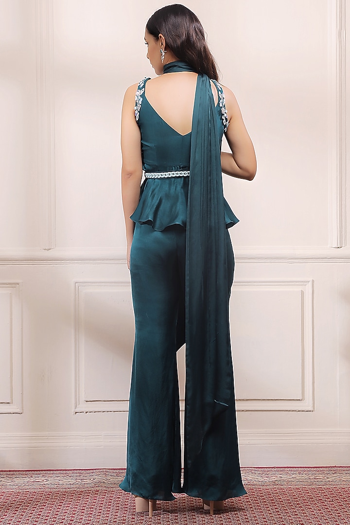 Jade Green Satin Co-Ord Set by Isha Gupta Tayal at Pernia's Pop Up Shop