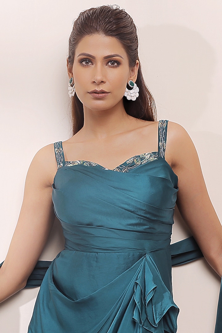 Jade Green Embroidered Vacation Dress by Isha Gupta Tayal at Pernia's Pop Up Shop