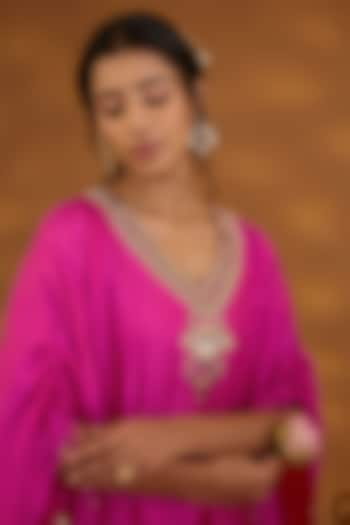 Pink Silk Hand Embroidered Kaftan Set by Isha Gupta Tayal at Pernia's Pop Up Shop