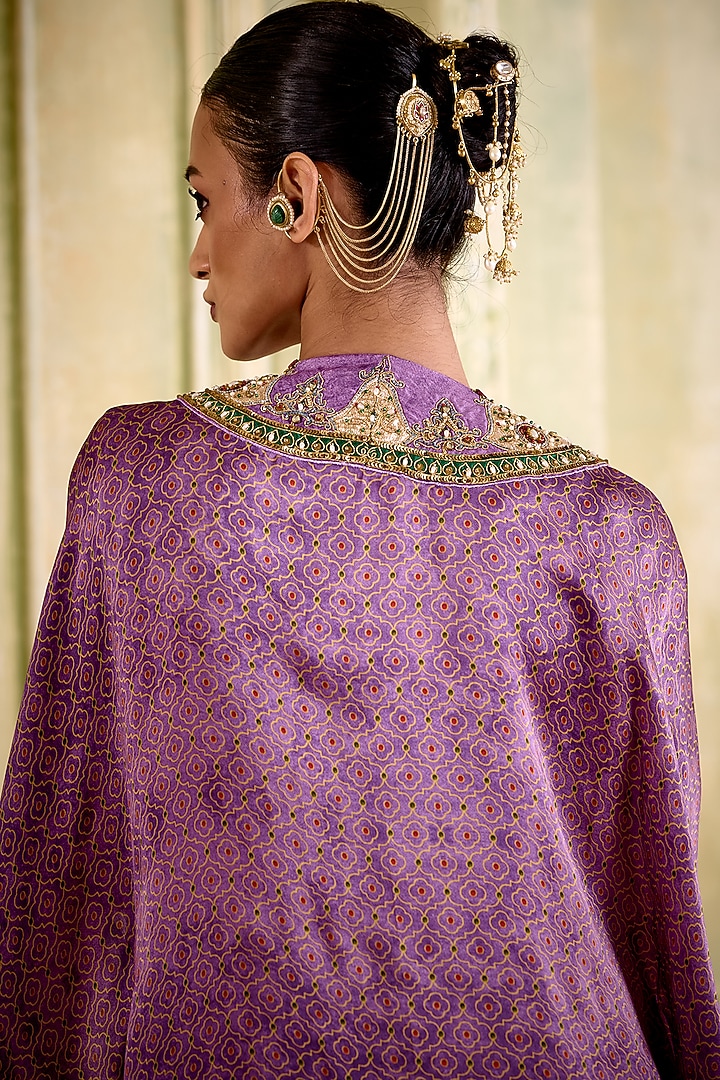 Lilac Dori Embroidered Kimono Set by Isha Gupta Tayal at Pernia's Pop Up Shop