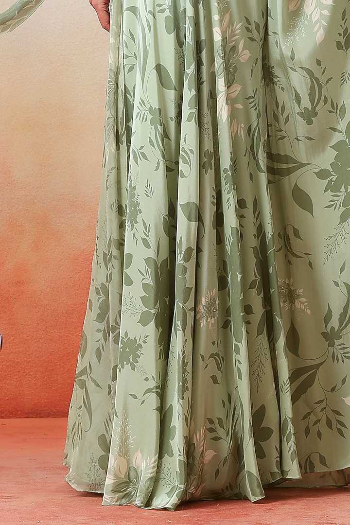 Sage Green Printed & Embroidered Wedding Sharara Set by Isha Gupta Tayal at Pernia's Pop Up Shop