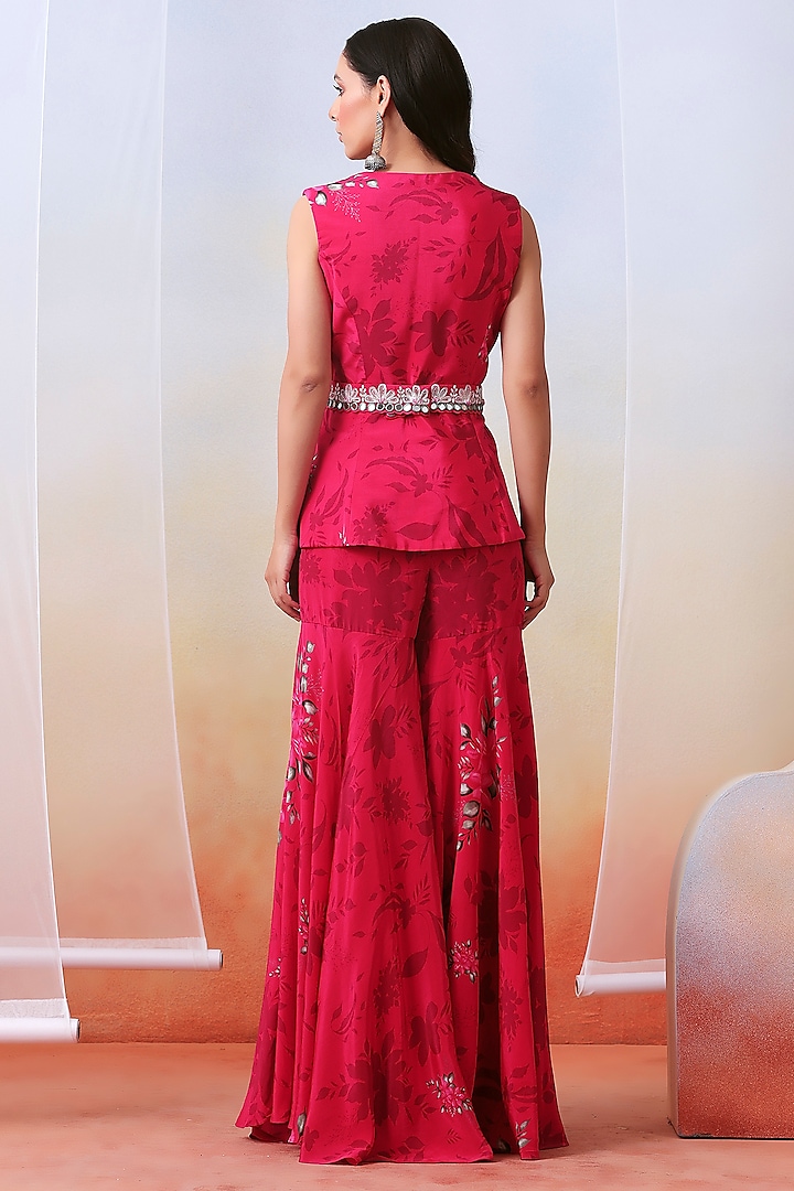 Pink Printed & Embroidered Wedding Sharara Set by Isha Gupta Tayal at Pernia's Pop Up Shop