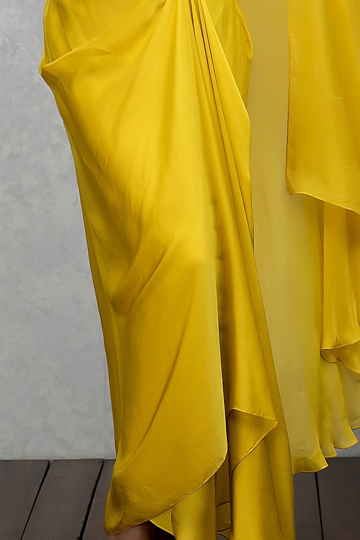 Citrine Yellow Draped Skirt Set by Isha Gupta Tayal at Pernia's Pop Up Shop
