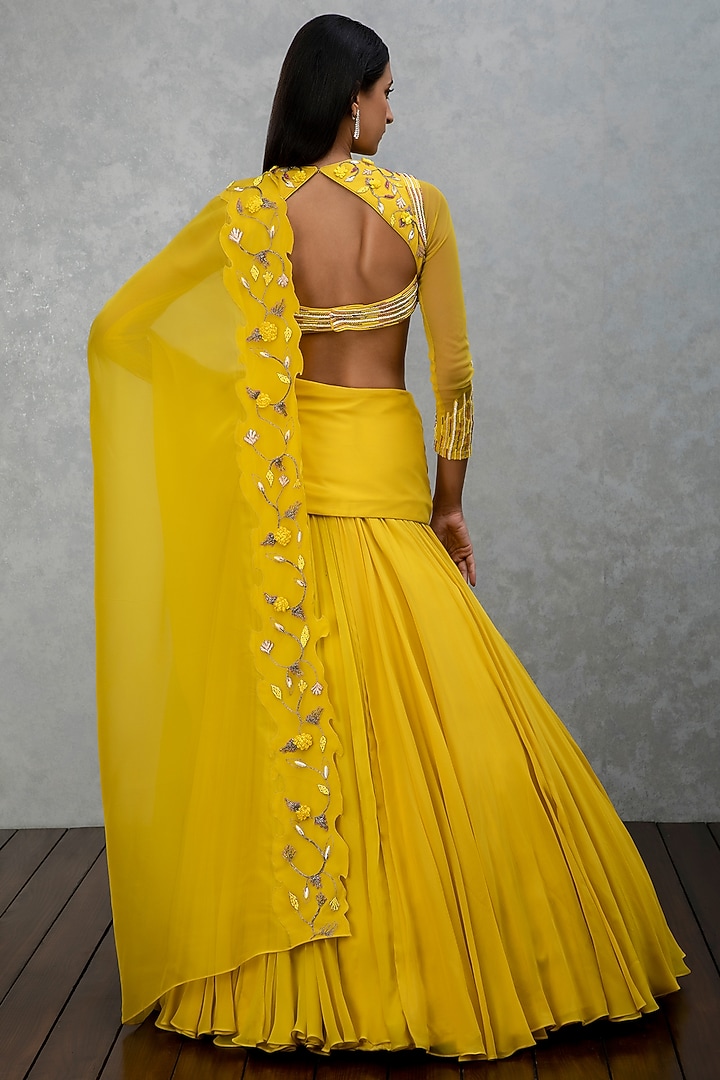 Citrine Yellow Embroidered Wedding Lehenga Set by Isha Gupta Tayal at Pernia's Pop Up Shop