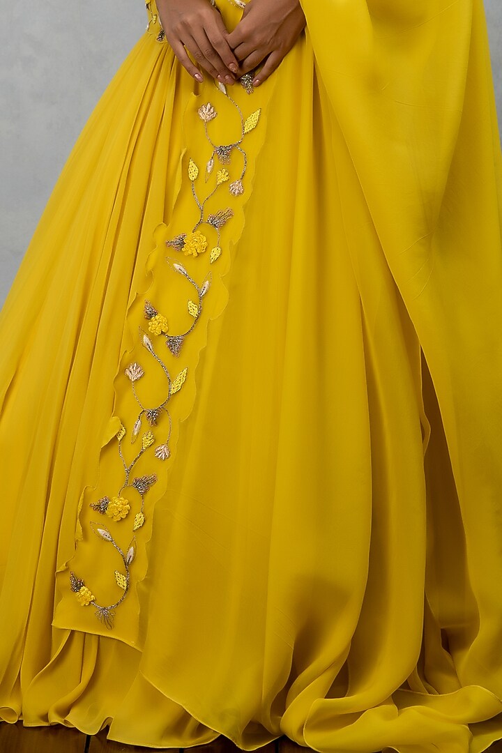 Citrine Yellow Embroidered Wedding Lehenga Set by Isha Gupta Tayal at Pernia's Pop Up Shop