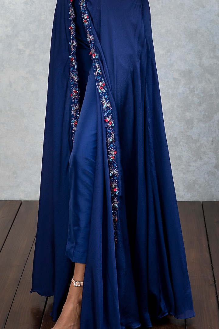 Tanzanite Blue Front Slit Skirt Set by Isha Gupta Tayal at Pernia's Pop Up Shop
