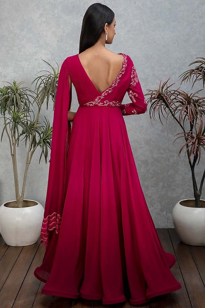 Sapphire Pink Embroidered Engagement Gown by Isha Gupta Tayal at Pernia's Pop Up Shop