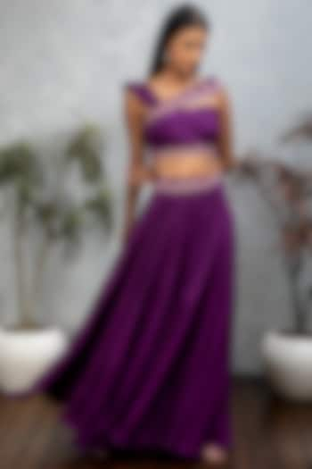 Amethyst Purple Embroidered Sharara Set by Isha Gupta Tayal at Pernia's Pop Up Shop