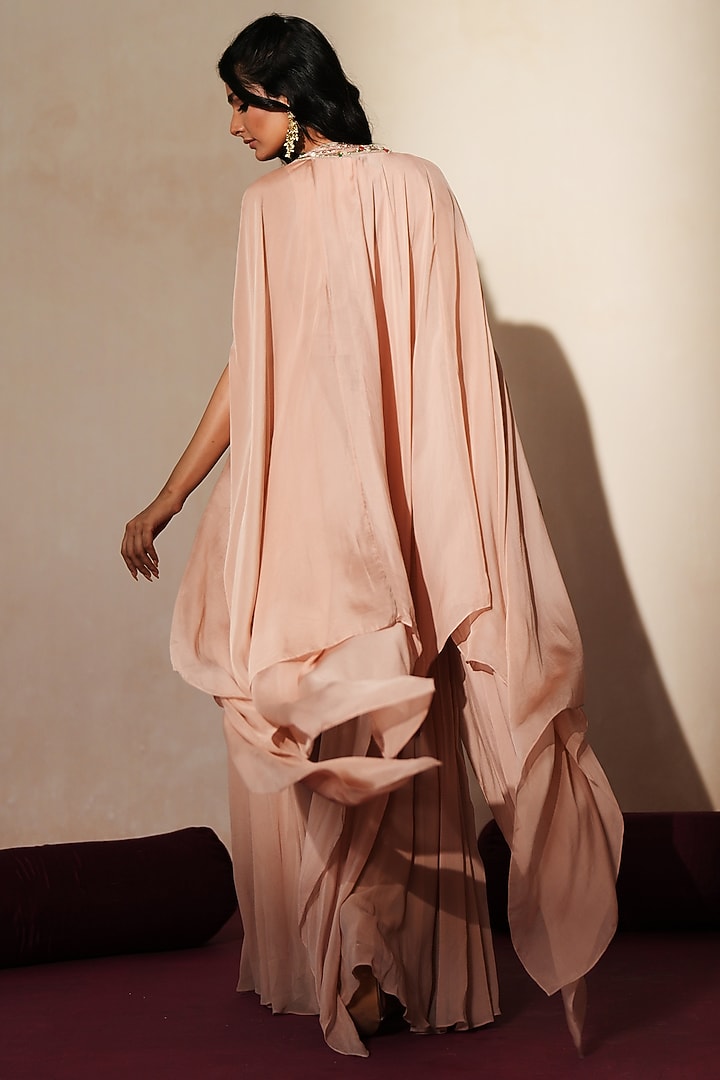 Metallic Soft Pink Georgette Wedding Sharara Set by Isha Gupta Tayal at Pernia's Pop Up Shop