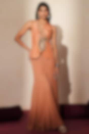 Metallic Mocha Georgette Party Wear Sharara Set by Isha Gupta Tayal at Pernia's Pop Up Shop